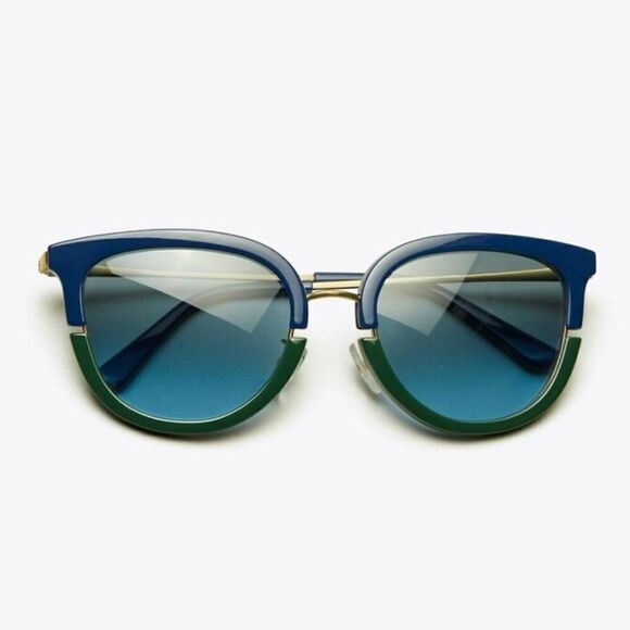 Tory Burch Blue Green Split Lens Cat Eye Shape Split Frame Sunglasses Wo… main image 6